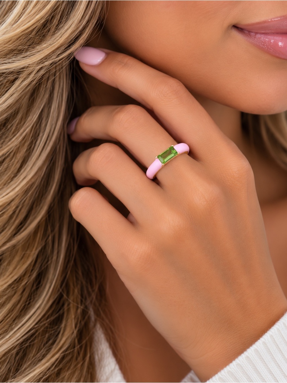 Luxury Baguette Crystal Enamel Ring